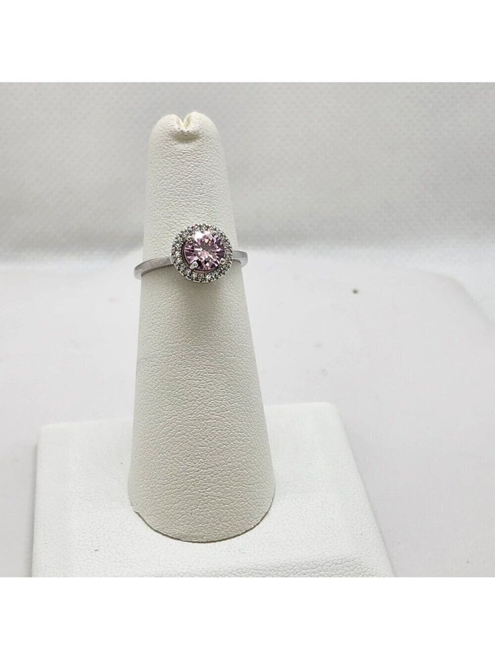 Brand New Sterling Silver 925 Pink Round Gemstone Ring